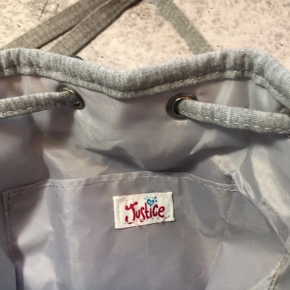 Justice Girls Heather Gray w Silver Sequin Hobo Bag Purse Lined Adjustable Strap